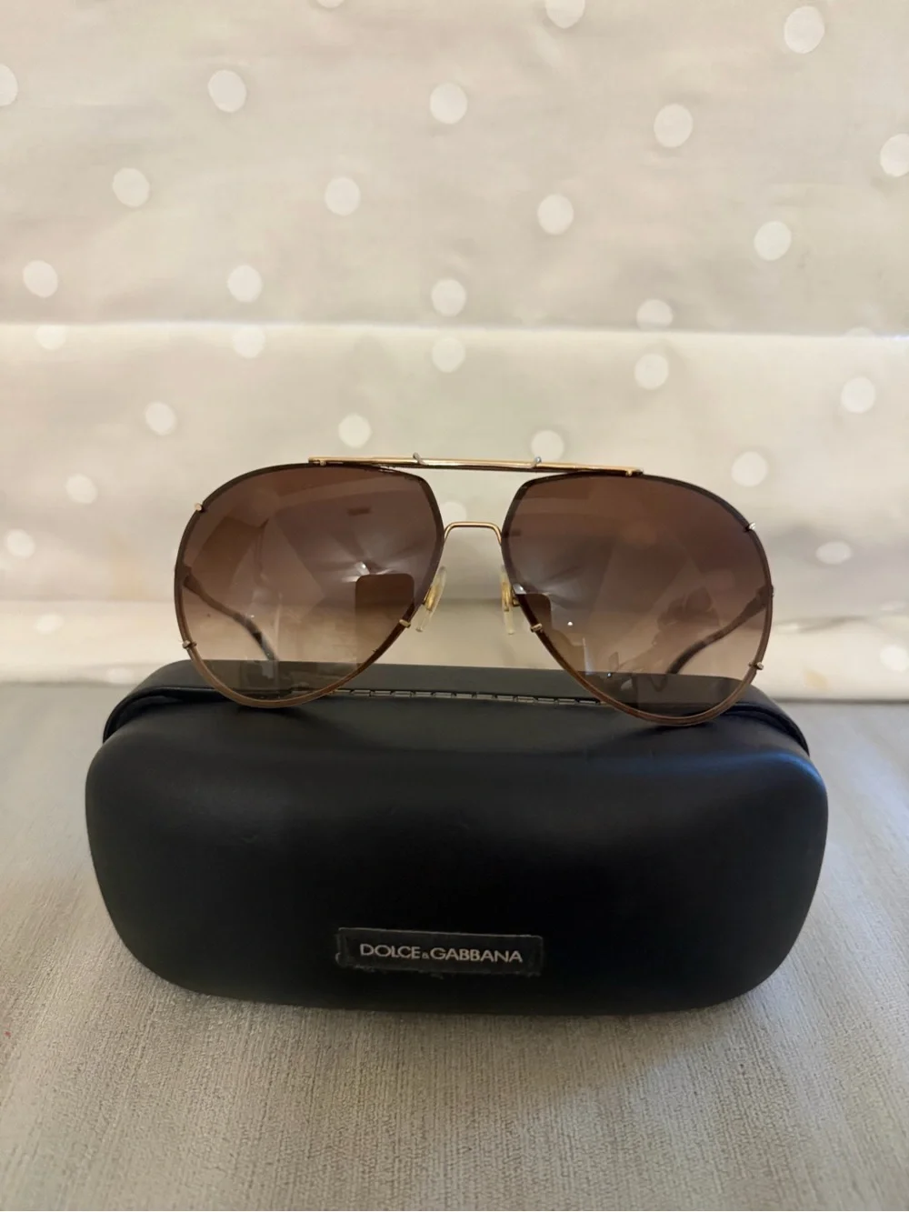 Dolce & Gabbana Gold Frame Brown Gradient Aviator Sunglasses